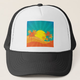 Casquette Design de surf tropical rétro de Sunset Beach