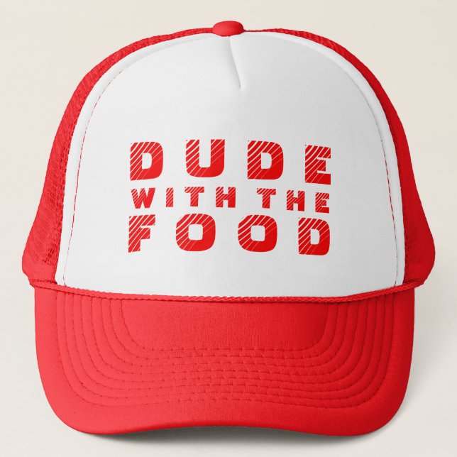 Casquette Design De Texte Rouge Mec Avec La Nourriture (Devant)