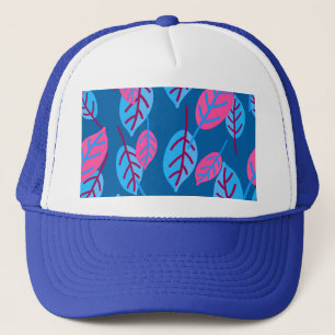Casquette Design Feuille rose et bleu