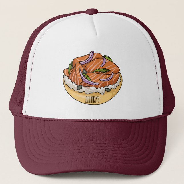 Casquette dessin animé de bagel saumon (Devant)