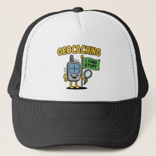 Casquette Dessin animé GPS de géocaching drôle avec drapeau