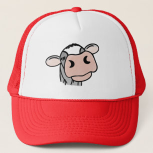 Casquette dessin animé vache noir blanc rose baiser gris an