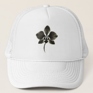 Casquette Dessin au trait de l'orchidée – Dessin floral à l'