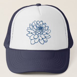 Casquette Dessin Chrysanthemum - Style Indigo Bleu