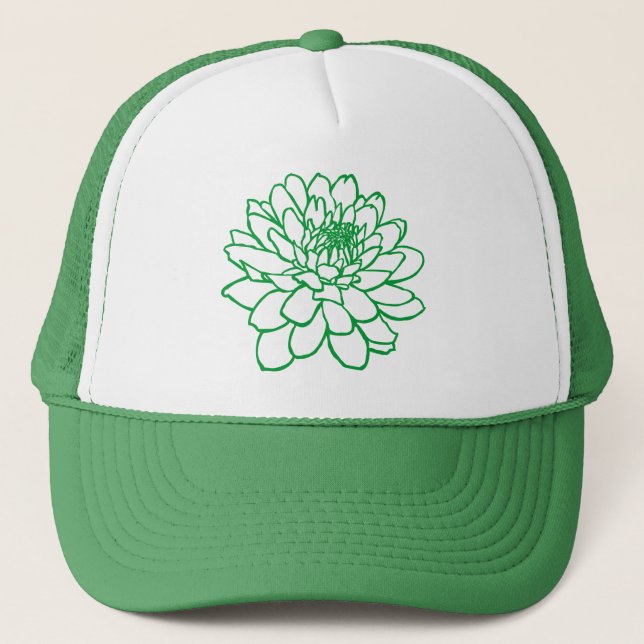 Casquette Dessin Chrysanthemum - Vert herbe (Devant)