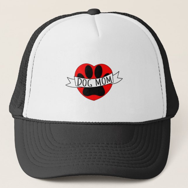 Casquette Dessin De Chien Maman Paw Et Red Heart (Devant)