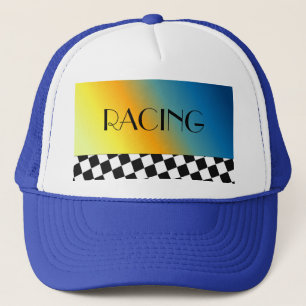 Casquette Dessin de course à carreaux noir et blanc