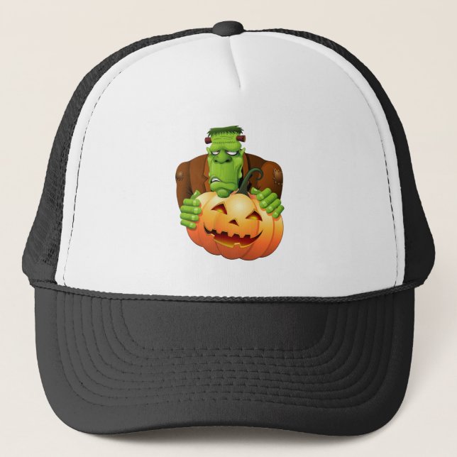 Casquette Dessin de Frankenstein Monster avec Citrouille (Devant)