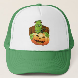 Casquette Dessin de Frankenstein Monster avec Citrouille