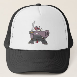 Casquette dessin humoristique de ninja hippo
