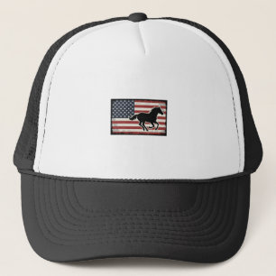 Casquette Dessin vectoriel de cheval vintage avec drapeau am