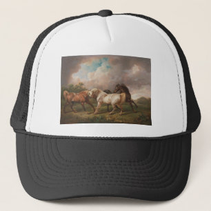 Casquette Destin de chevaux d'huile de peinture d'art de