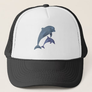 Casquette Deux dauphins tropicaux sautant près de l'un