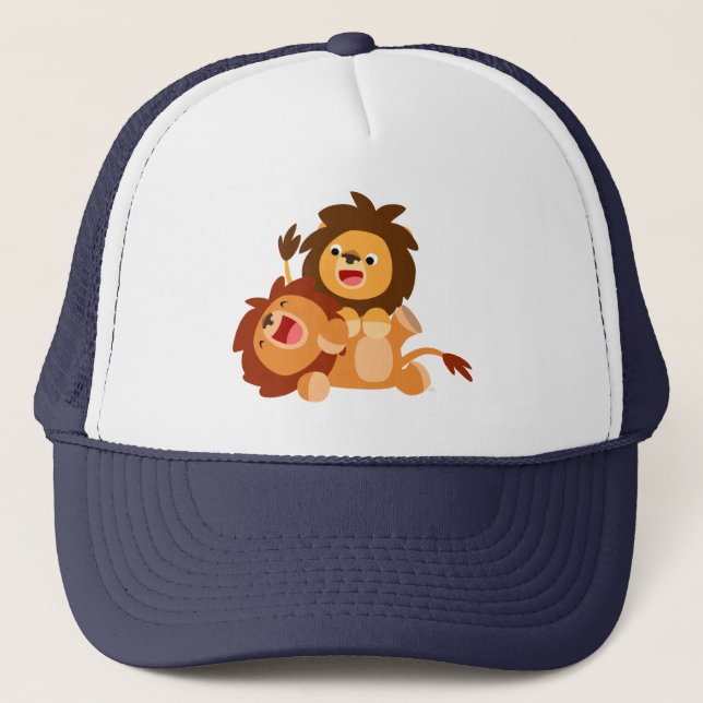 Casquette Deux Jolies Lions Cartoon Jouant (Devant)