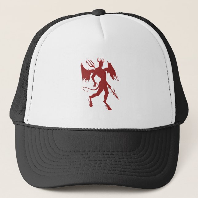 Casquette Diable rouge, Lucifer, Diablo, satin, tenue de mar (Devant)