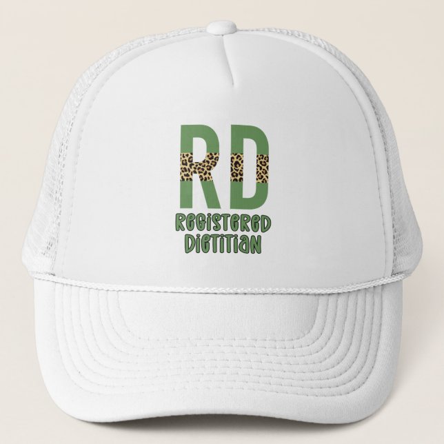 Casquette Diététiste enregistrée Cheetah imprimer Dons RD (Devant)