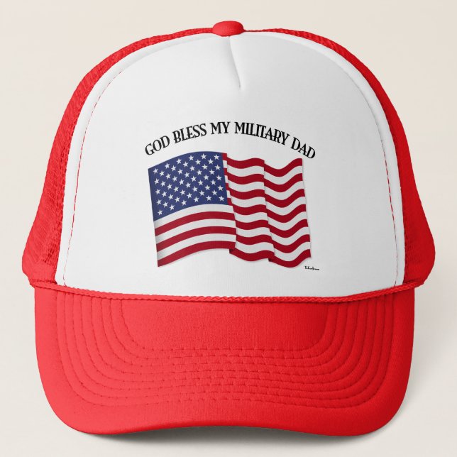 Casquette DIEU BÉNISSE MON PÈRE MILITAIRE avec drapeau améri (Devant)