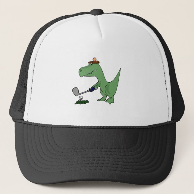 Casquette Dinosaure drôle de T-Rex jouant au golf (Devant)