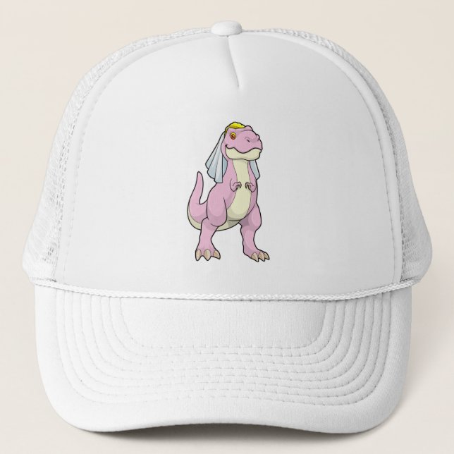 Casquette Dinosaure en mariée à un mariage avec voile (Devant)