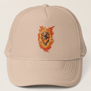 Casquette Dinosaure rétro mort brûlant le crâne en feu