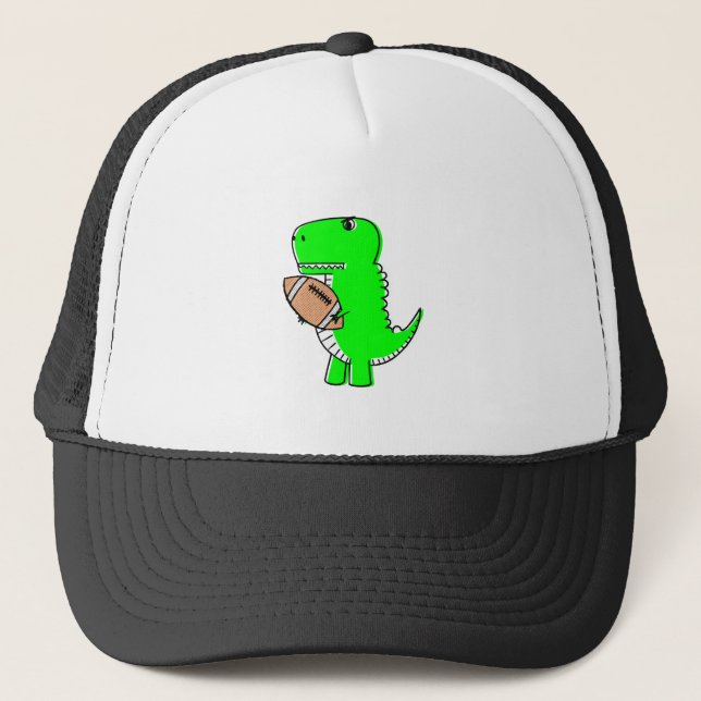 Casquette Dinosaure Vert Aime Le Football (Devant)
