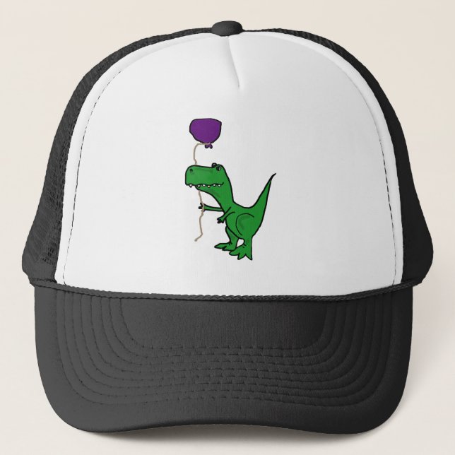 Casquette Dinosaure vert drôle de Trex tenant le ballon (Devant)