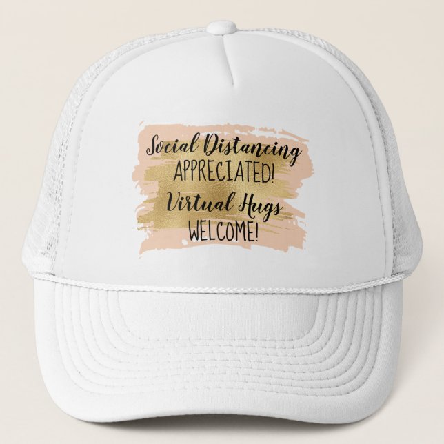 Casquette Distances sociales Pink Gold Hugues virtuelles (Devant)