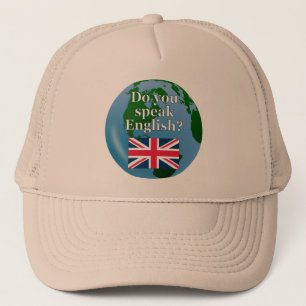 Casquette "Do you speak English ?" en anglais. Flag & globe