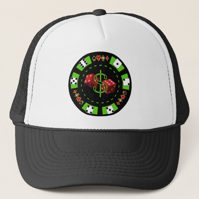 CASQUETTE DOLLARS ET JETON DE POKER DE MATRICES (Devant)