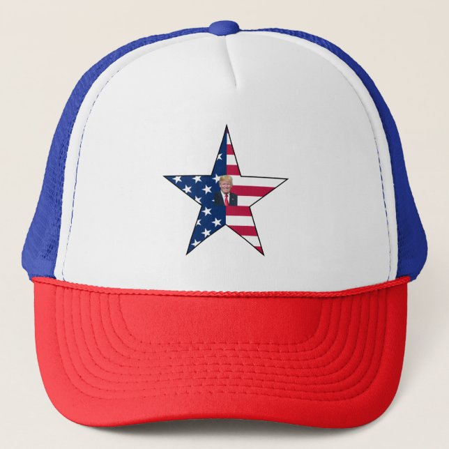 Casquette Donald J. Trump~ Président~ Drapeau US~ Étoile ~ M (Devant)