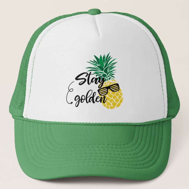 Casquette d'or de plage de séjour mignon d'ananas (Devant)