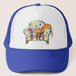 Casquette Dormir sur une chaise à fleurs