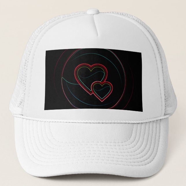 Casquette Double Coeur en noir (Devant)