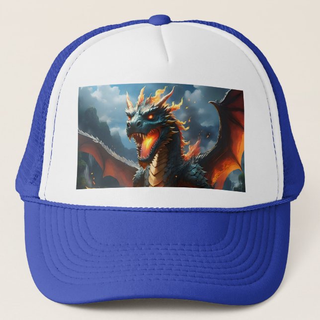 Casquette Dragon de respiration par le feu effrayant, (Devant)