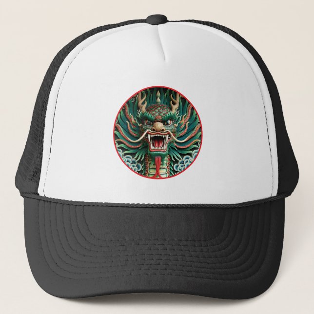 Casquette Dragon japonais et traditions shinto-bouddhistes (Devant)