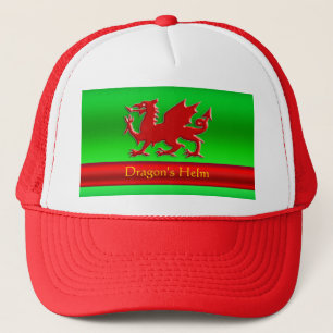 Casquette Dragon rouge à look bossé sur l'effet chrome vert