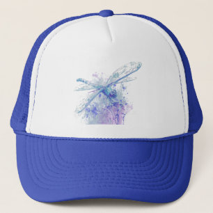 Casquette Dragonfly originale aquarelle dans Blue Mauve Natu