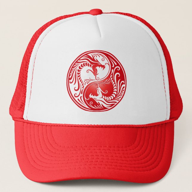 Casquette Dragons de Yin Yang, rouges (Devant)