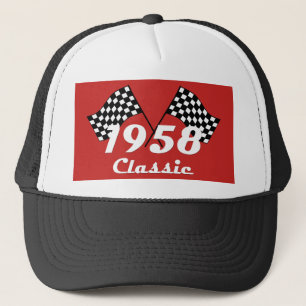 Casquette Drapeau à damier noir et blanc rétro 1958 classiqu