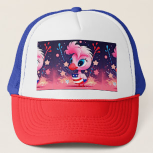 Casquette Drapeau américain avec Flamant rose Cartoon-69216