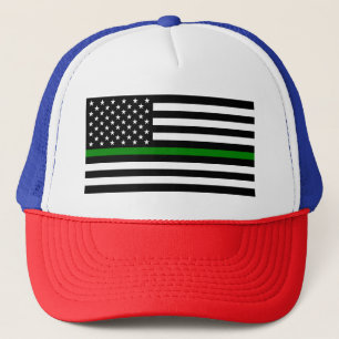 Casquette Drapeau américain Thin Green Line Militaires et Vé