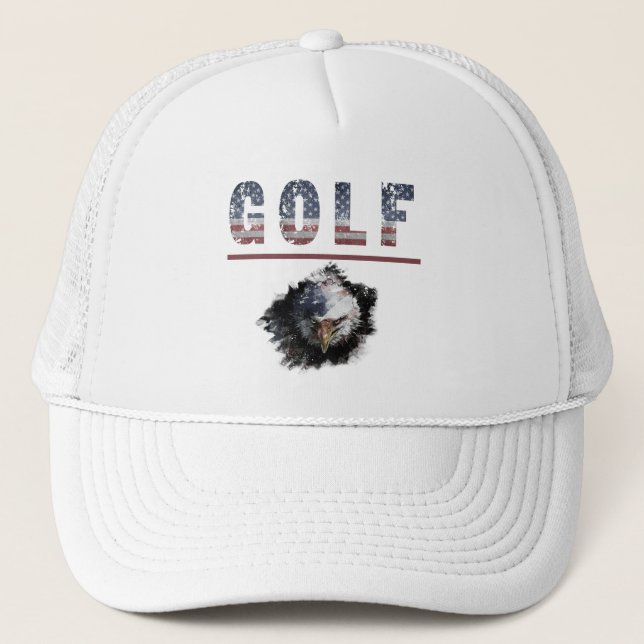 Casquette *~* Drapeau blanc USA Patriotique moderne GOLF amé (Devant)