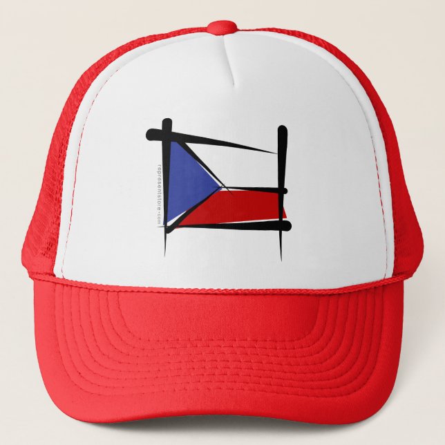 Casquette Drapeau de brosse de République Tchèque (Devant)