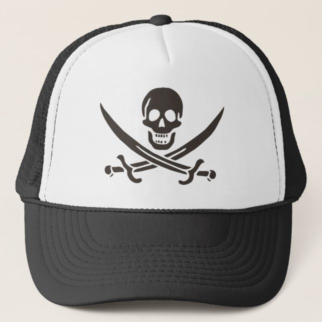 Casquette Drapeau de crâne obsidien Drapeau de pirate Calico (Devant)