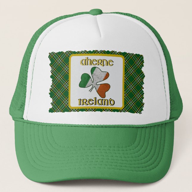 Casquette Drapeau irlandais Aherne Shamrock Trucker Chapeau (Devant)