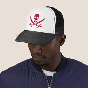 Casquette Drapeau pirate de Crâne Rouge et Épées Calico Jack