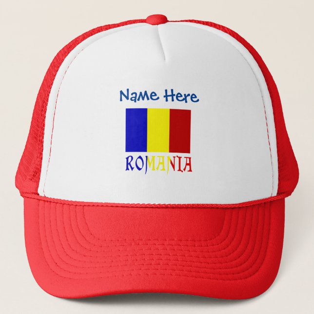 Casquette Drapeau roumain de Roumanie bleu personnalisé  (Devant)