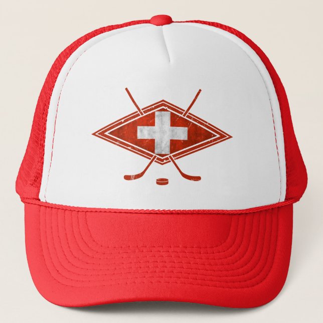 Casquette Drapeau suisse de hockey sur glace (Devant)
