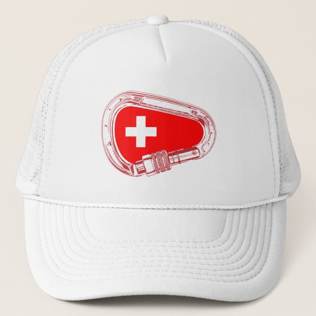 Casquette Drapeau Suisse Escalade carabiner (Devant)