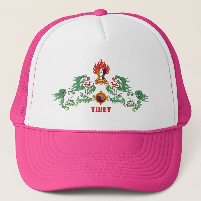 Casquette Drapeau Tibet & Lions de Neige / Bouddhisme (Devant)